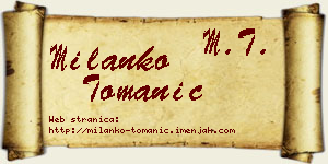 Milanko Tomanić vizit kartica